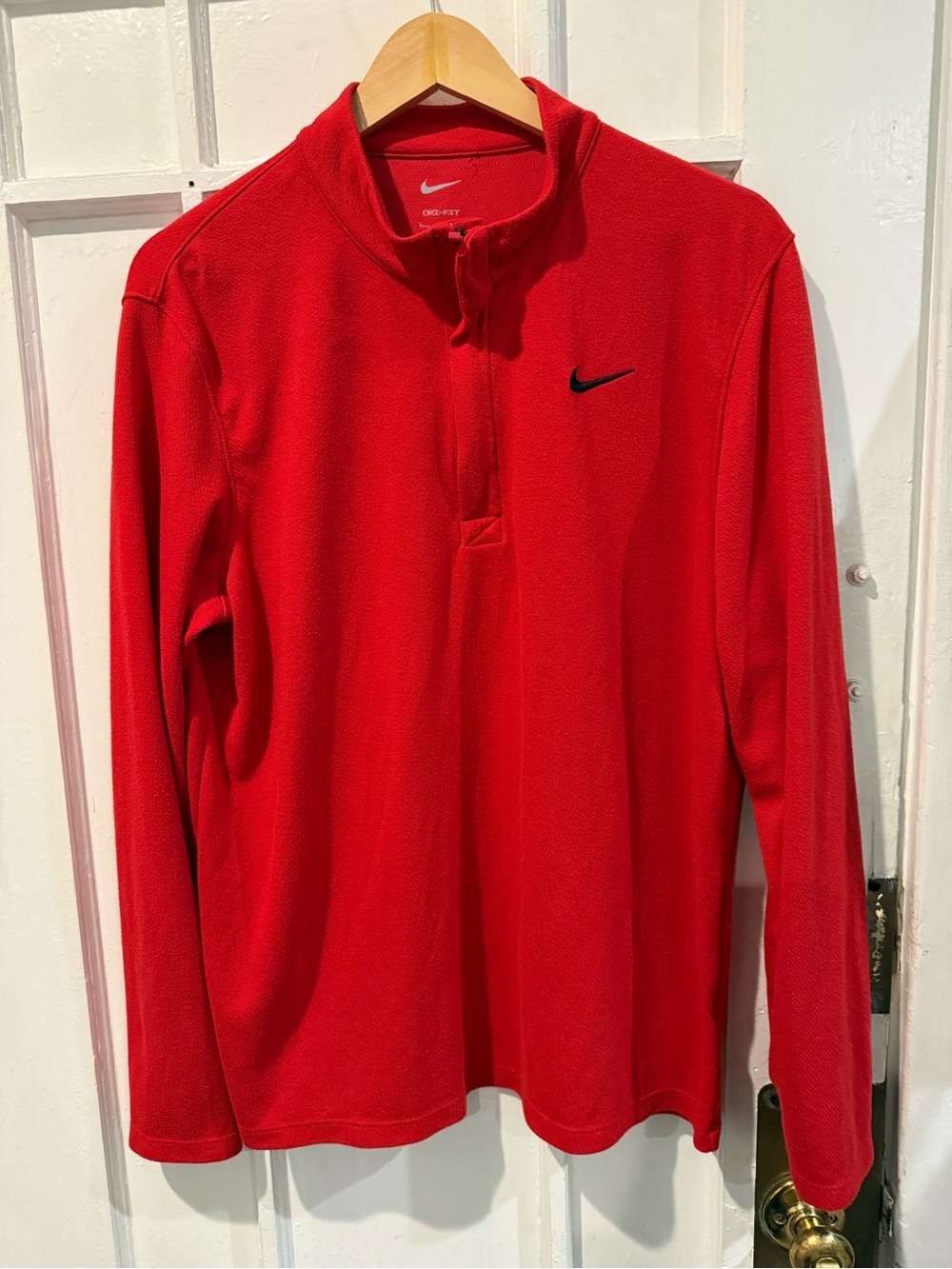 Nike Men's Red Long-Sleeve Half-Zip Performance Pullover
